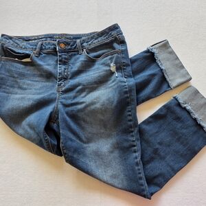 Sands Style Women's Distressed Cuffed Boyfriend Jeans - Blue